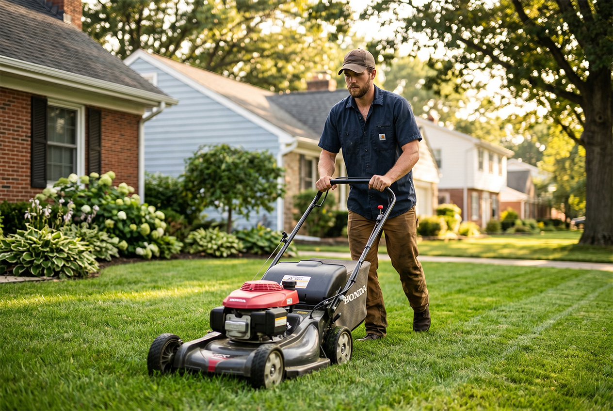 Firefighter pro doing landscaping
